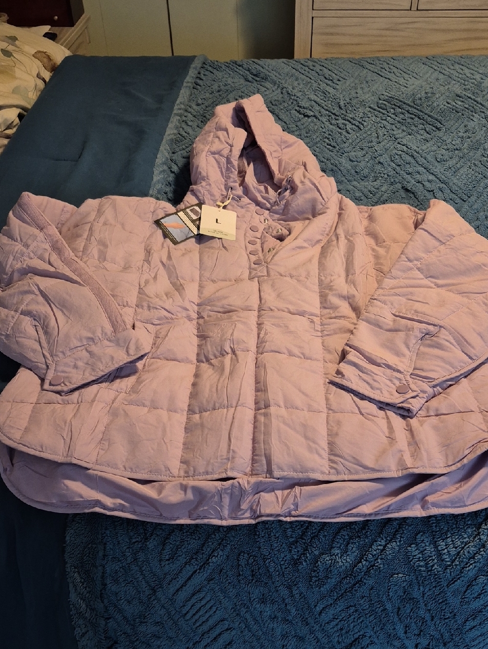 Fashion Clothing Lilac Quilted 1/4 Snap Hooded Jacket NWT